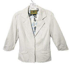 Sameunderneath Women’s Size Large Cream Embroidered Jacket Bamboo Cotton Blend